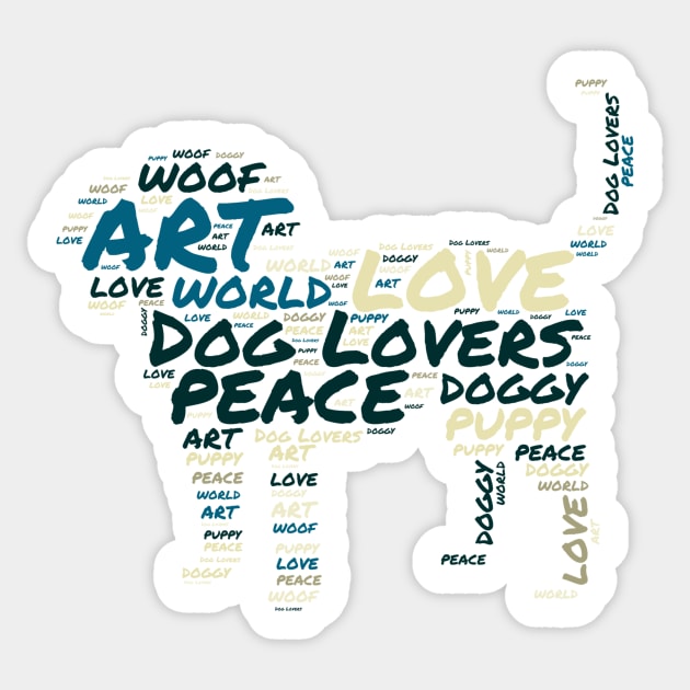 Silhouetted Fur baby cloud font of a dog Sticker by TriForceDesign